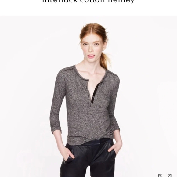J. Crew interlock cotton Henley top blue S - Picture 2 of 6